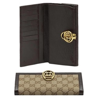 Brun Gucci Continental Emboîtement Portefeuille G Détail Soldes Marseille